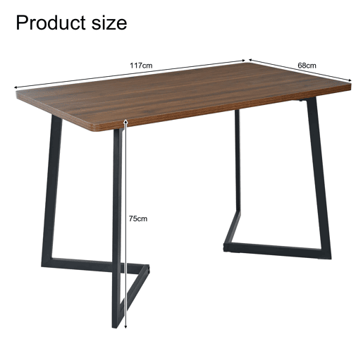 Conjunto de sala de jantar de 5 peças - Mesa de jantar 117x68 cm - Madeira, pernas metálicas pretas, MDF nogueira - Cadeiras de veludo preto