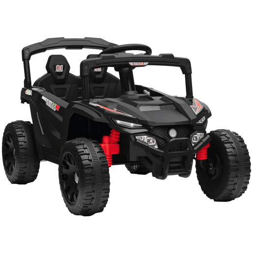 AIYAPLAY Carro Elétrico para Crianças 12V Carro a Bateria UTV com 2 Motores Controlo Remoto 2,4G Suspensão Traseira Faróis Música para Crianças acima de 3 Anos 88x57,5x55,5 cm Preto