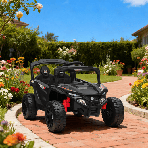 AIYAPLAY Carro Elétrico para Crianças 12V Carro a Bateria UTV com 2 Motores Controlo Remoto 2,4G Suspensão Traseira Faróis Música para Crianças acima de 3 Anos 88x57,5x55,5 cm Preto