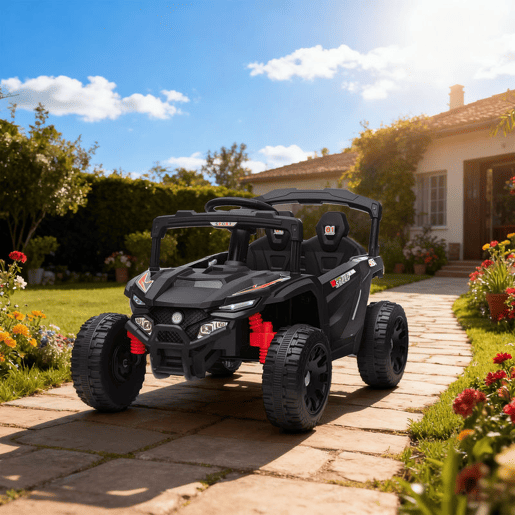 AIYAPLAY Carro Elétrico para Crianças 12V Carro a Bateria UTV com 2 Motores Controlo Remoto 2,4G Suspensão Traseira Faróis Música para Crianças acima de 3 Anos 88x57,5x55,5 cm Preto