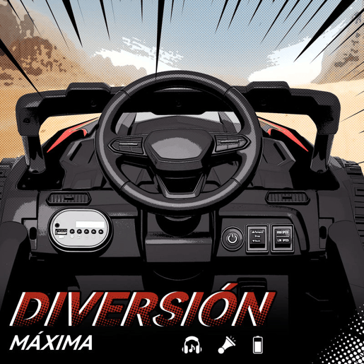 AIYAPLAY Carro Elétrico para Crianças 12V Carro a Bateria UTV com 2 Motores Controlo Remoto 2,4G Suspensão Traseira Faróis Música para Crianças acima de 3 Anos 88x57,5x55,5 cm Preto