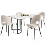 Conjunto de mesa e cadeiras 140×80 cm - Mesa de jantar moderna com 4 cadeiras de veludo, pernas pretas - Bege