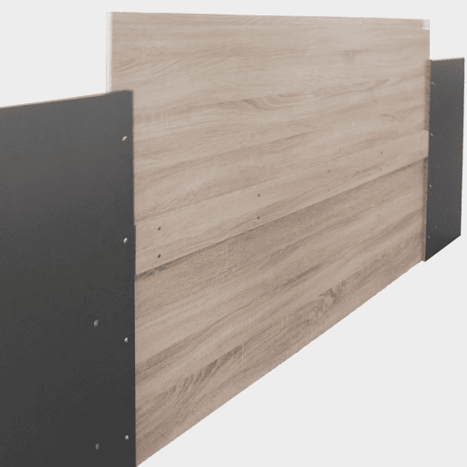 Cama de casal 160x200 cm - Com 2 mesas de cabeceira, estrutura em madeira, cor carvalho Sonomacinza escuro
