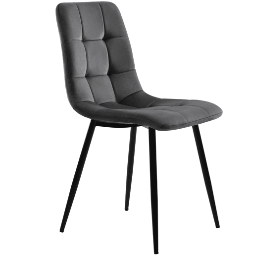 Conjunto de mesa e cadeiras 5 peças 80 cm - Mesa redonda, pernas metálicas pretas, cadeiras de veludo cinzento