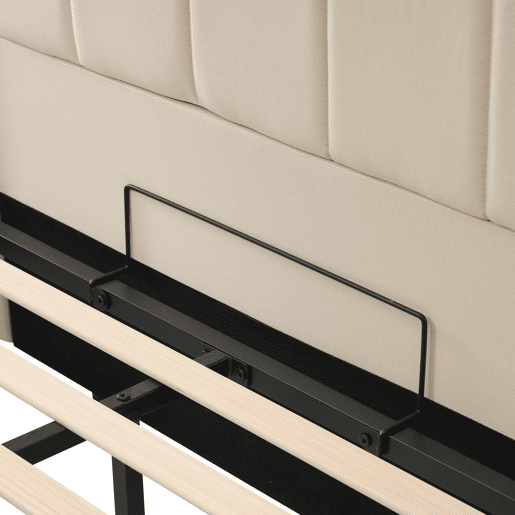 Cama Polsterbett 180x200 - Cama de casal com arrumação, LED e carregamento USB-C, bege