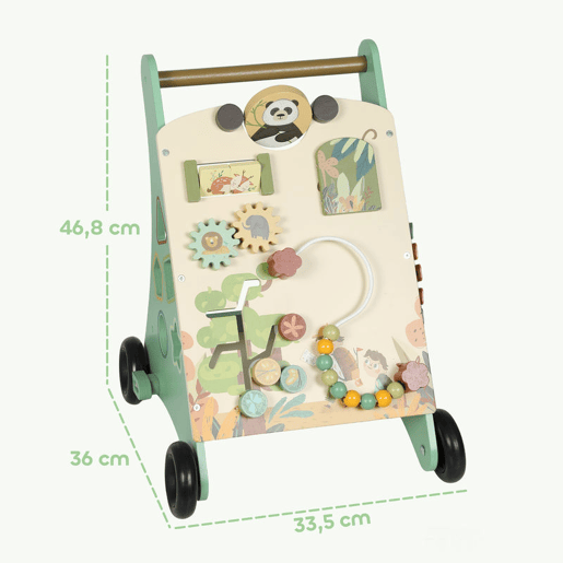 AIYAPLAY Andador de Madeira para Bebé Centro de Atividades de Aprendizagem Montessori com Controlo de Velocidade com Xilofone Engrenagens Labirinto Contas para Crianças a partir de 18 Meses 33,5x36x46,8 cm Verde