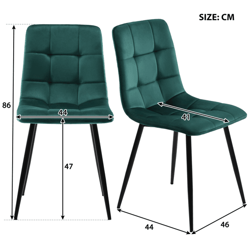 Conjunto de sala de jantar 117 cm - Mesa retangular moderna com 4 cadeiras, veludo verde, pernas douradas