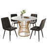 Conjunto de sala de jantar de 5 peças - Mesa redonda de 100 cm com 4 cadeiras de veludo cinza escuro