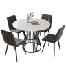 Conjunto de sala de jantar de 5 peças - Mesa redonda de 100 cm - 4 cadeiras de veludo cinza escuro