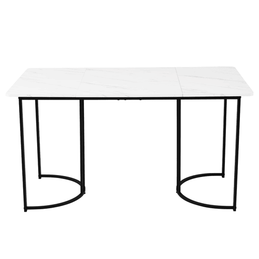 Conjunto de sala de jantar de 5 peças 140x80 cm - Mesa com 4 cadeiras de veludo bege - Estrutura metálica preta