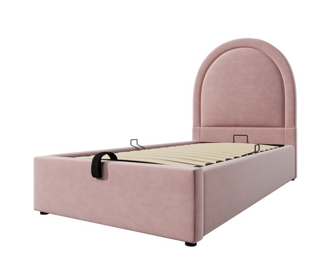 Cama tapizada infantil 90x200 cm - rosa, samt, para niños y niñas (con colchón)
