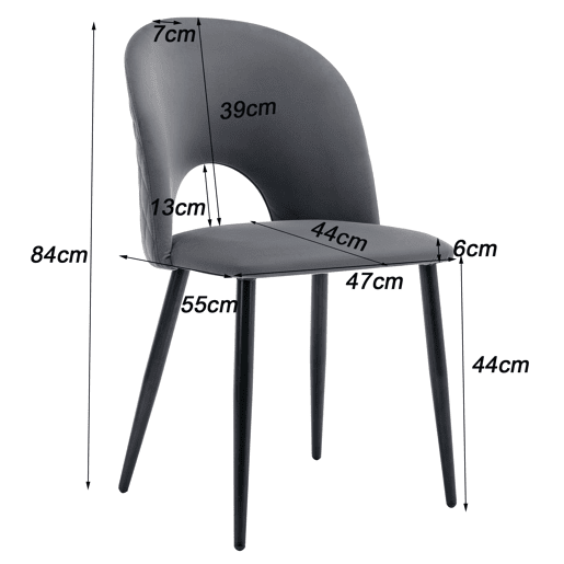 Conjunto de sala de jantar 117x68 cm - Mesa retangular moderna com 4 cadeiras - Samt cinza - Pernas pretas Conjunto de sala de jantar 117x68 cm - Mesa retangular moderna com 4 cadeiras - Samt cinza - Pernas pretas