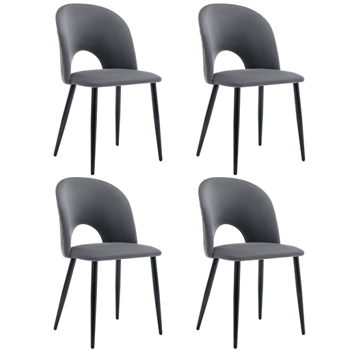 Conjunto de sala de jantar 117x68 cm - Mesa retangular moderna com 4 cadeiras - Samt cinza - Pernas pretas Conjunto de sala de jantar 117x68 cm - Mesa retangular moderna com 4 cadeiras - Samt cinza - Pernas pretas