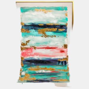 HOMCOM Quadro em Tela Abstrato Pintado à Mão 120x80 cm Quadro para Decoração de Salão Moderno com Moldura de Madeira Maciça Decoração de Parede para Quarto Salão, Cozinha Multicolor
