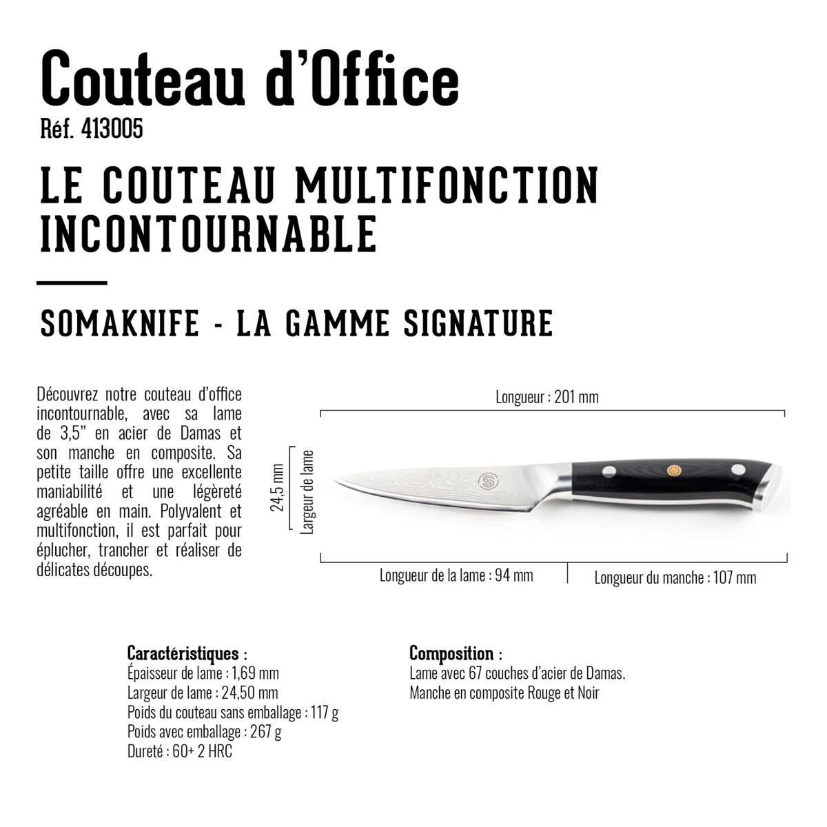 Cuchillo de oficina de 3,5 pulgadas, gama Signature - Conforama