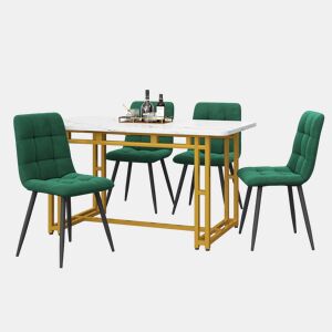 Conjunto de sala de jantar 120x70cm - Mesa moderna com 4 cadeiras - veludo verde escuro