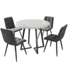 Conjunto de sala de jantar de 5 peças 80 cm - mesa redonda com pernas metálicas pretas - cadeiras de veludo cinzento