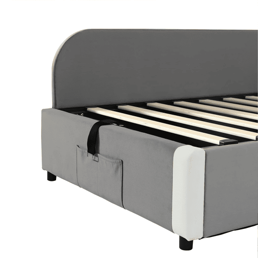 Cama infantil combinada 90x200 cm - Cama hidráulica com arrumação, vedação macia, saco de arrumação - Branco+cinzento Cama infantil combinada 90x200 cm - Cama hidráulica com arrumação, vedação macia, saco de arrumação - Branco+cinzento