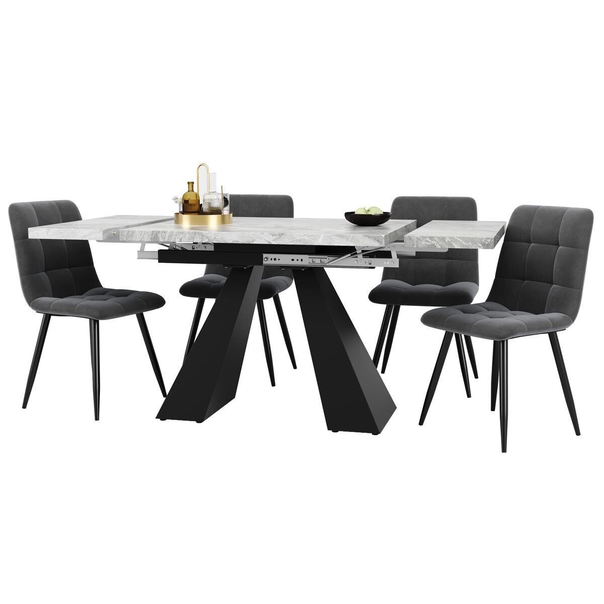 Conjunto de mesas y sillas de comedor 160x80 Gris