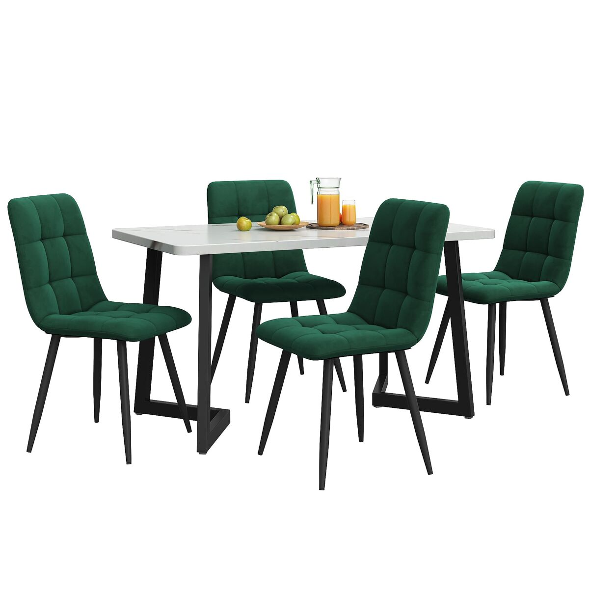 Conjunto de mesas y sillas de comedor 117x68 Verde
