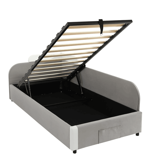Cama hidráulica 90x200 cm - Com arrumação, cerca macia, saco de arrumação - Cinza Cama hidráulica 90x200 cm - Com arrumação, cerca macia, saco de arrumação - Cinza