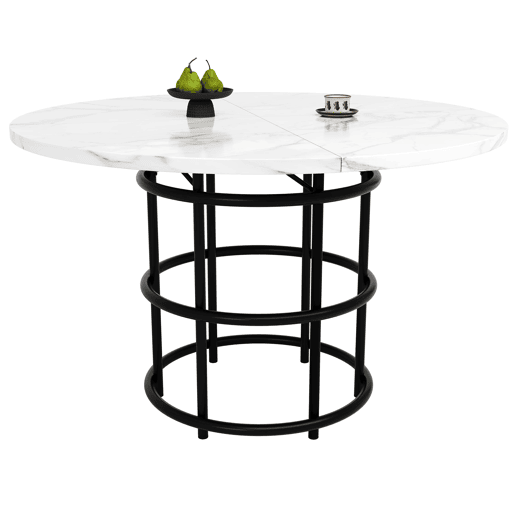 Conjunto de sala de jantar de 5 peças - Mesa redonda de 100 cm - 4 cadeiras de veludo cinzento - Preto