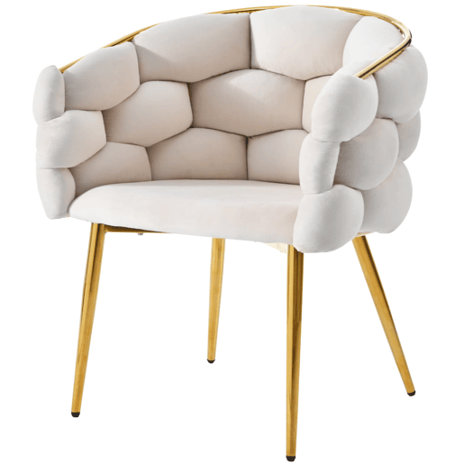 Conjunto de sala de jantar de 5 peças 140x80 cm - Mesa de jantar moderna com pernas douradas, cadeiras com pernas metálicas douradas - Bege, Branco