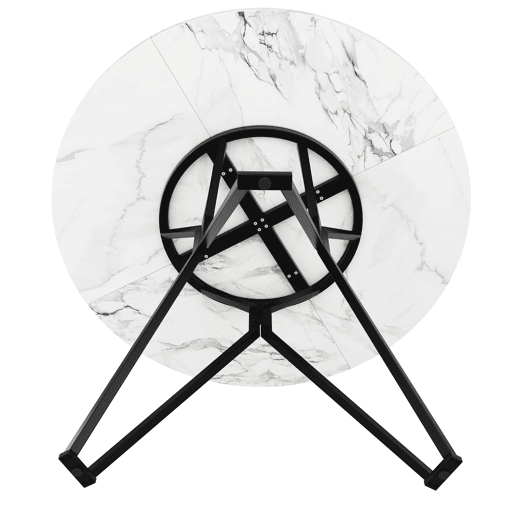 Conjunto de mesa e cadeiras 5 peças - Mesa redonda 100 cm - Pernas metálicas pretas - Cadeiras em linho cinzento
