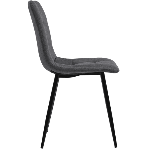 Conjunto de sala de jantar 140x80cm - Moderno, cadeiras em linho cinzento, mesa em ferro preto