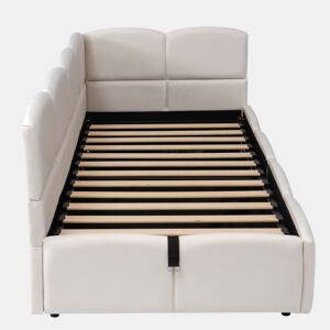 Cama estofada 90x200 cm - Cama infantil, cama individual, cama com arrumação, sofá-cama, bege