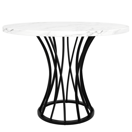 Conjunto de sala de jantar de 5 peças, 80 cm - mesa redonda branca em mármore, cadeiras em veludo cinzento - multicolorido