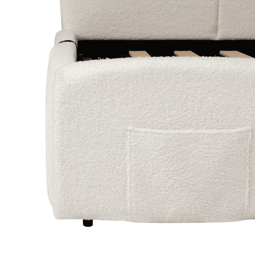 Cama estofada 90x200 cm - com estrado de ripas, sofá-cama, USB, bolsa de armazenamento, bege