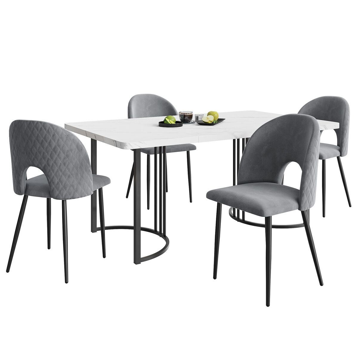 Conjunto de mesas y sillas de comedor 140x80 Gris