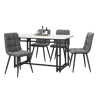 Conjunto de sala de jantar 120x70cm - Mesa moderna com 4 cadeiras, veludo cinzento, pernas em ferro preto