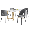 Conjunto de mesa e cadeiras 140×80 cm - Mesa de jantar moderna, cadeiras de veludo, pernas douradas - Cinza
