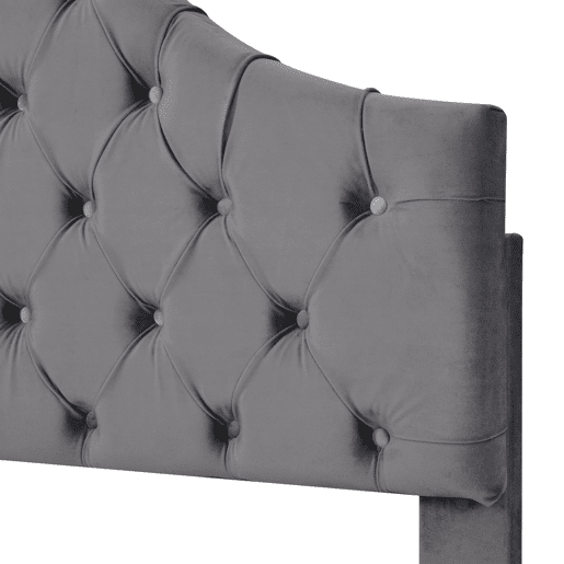 Cama estofada 90x200 cm - Com cabeceira ajustável, suporte de ripas de madeira, cinza
