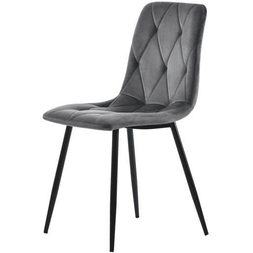 Conjunto de sala de jantar 117x68cm - Mesa retangular moderna com 4 cadeiras, veludo cinzento, pernas pretas