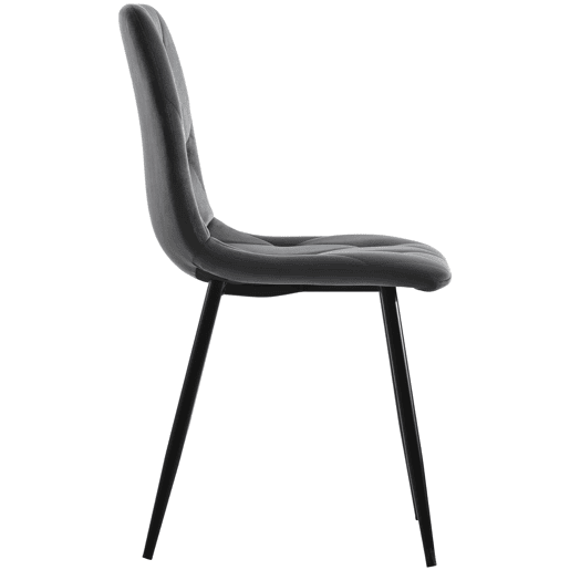 Conjunto de sala de jantar 117x68cm - Mesa retangular moderna com 4 cadeiras, veludo cinzento, pernas pretas