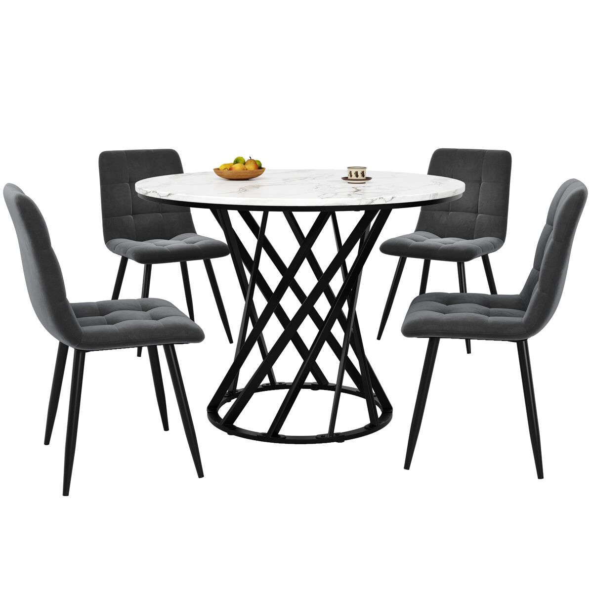 Conjunto de mesas y sillas de comedor 80x80 Negro