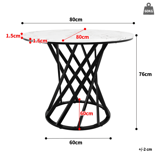 Conjunto de mesa e cadeiras 80 cm - Mesa redonda com pernas metálicas pretas, cadeiras de veludo