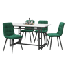 Conjunto de sala de jantar 120x70cm - mesa preta com 4 cadeiras - veludo verde escuro - pernas pretas
