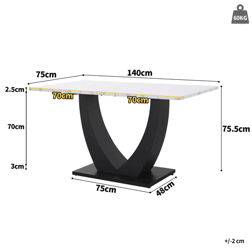 Conjunto de sala de jantar de 5 peças - Mesa em U com design moderno, pernas pretas, cadeiras em veludo cinzento - Multicolorido