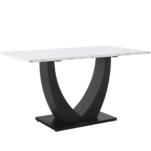 Conjunto de sala de jantar de 5 peças - Mesa em U com design moderno, pernas pretas, cadeiras em veludo cinzento - Multicolorido