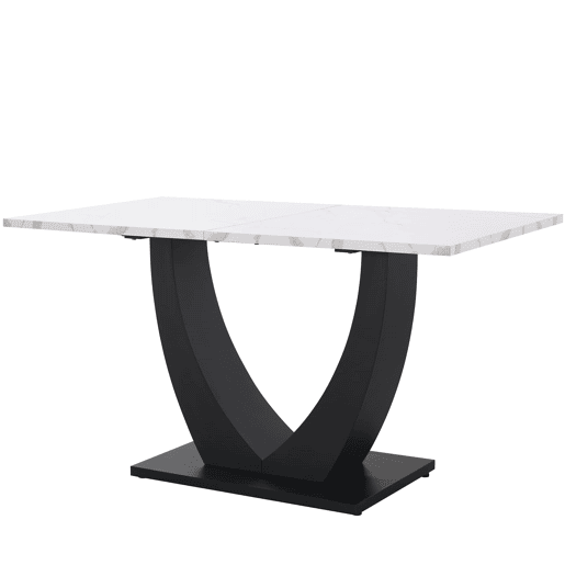 Conjunto de sala de jantar de 5 peças - Mesa em U com design moderno, pernas pretas, cadeiras em veludo cinzento - Multicolorido