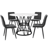 Conjunto de mesa e cadeiras 5 peças 100 cm - Mesa redonda com pernas metálicas pretas e cadeiras de veludo cinzento