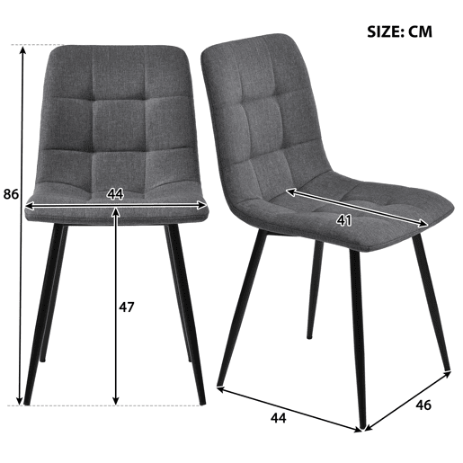Conjunto de mesa de jantar 117 cm - Mesa retangular moderna com 4 cadeiras - Tecido de linho cinzento