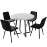 Conjunto de sala de jantar de 5 peças 80 cm - Mesa redonda com pernas metálicas pretas e cadeiras de veludo preto