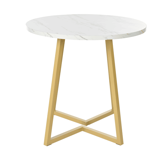 Conjunto de sala de jantar de 5 peças - Mesa redonda de 80 cm com pernas douradas - Branco e cinzento