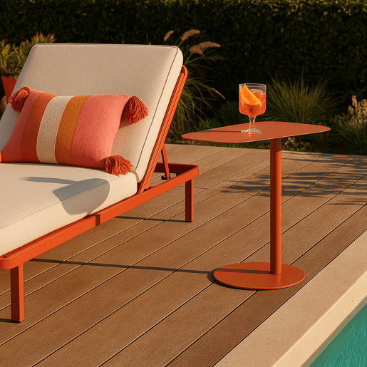 Mesa de apoio Nastätten trapezoidal interiorexterior em metal 50 x 50 x 38 cm - Vermelho tijolo mate en.casa