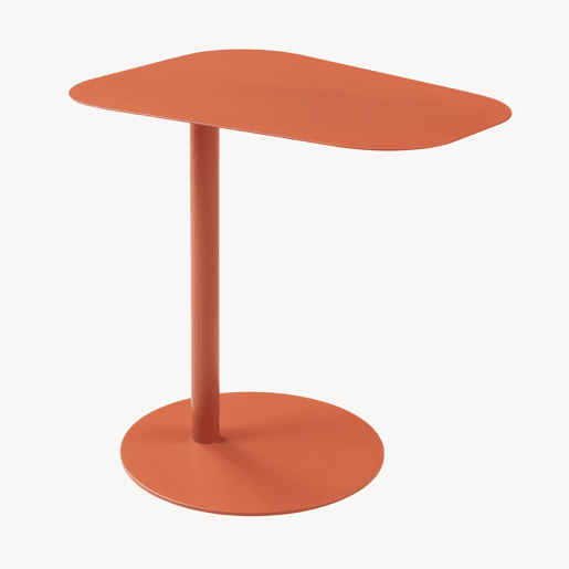 Mesa de apoio Nastätten trapezoidal interiorexterior em metal 50 x 50 x 38 cm - Vermelho tijolo mate en.casa